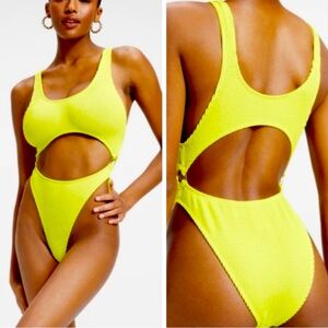 GOOD AMERICAN Always Fits Monokini Cutout Ring Details One Piece Swimsuit